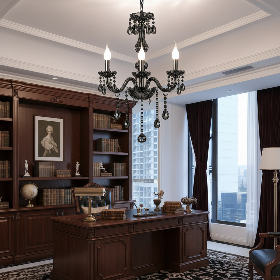Lampadario in Cristallo AUGUST Eleganza, 3xE14, Diametro 48cm, Argento, Altezza Regolabile Lampadari Classici Titolo predefinito Alessandro Design