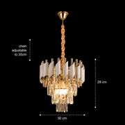 Lampadario di cristallo VERSAILLES Petito 3xE14, diametro 30 cm, oro lucido e bianco, altezza regolabile, metallo e cristallo Lampadari in cristallo Titolo predefinito Alessandro Design