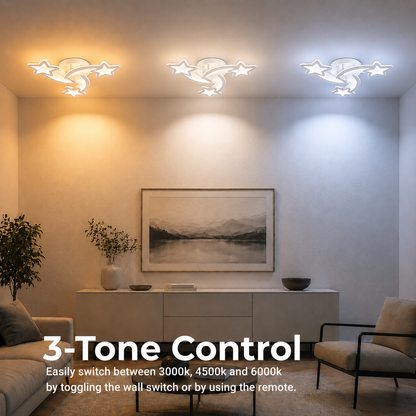 Lampadario a LED con telecomando IPOMOEA 51W, 3 Stelle, Luce Fredda/Calda/Neutra, Dimmerabile, Lampadario a LED Bianco con telecomando Titolo predefinito Alessandro Design