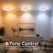Lampadario a LED con telecomando ZOE 70W, 5 Quadrati, Luce Fredda/Calda/Neutra, Dimmerabile, Lampadario a LED Bianco con telecomando Titolo predefinito Alessandro Design