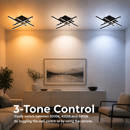 Lustra LED cu Telecomanda LINEX, 52W, 4 Elemente, Liniara, lumina Rece/Calda/Neutra, Dimabila, Negru Lustre LED cu Telecomanda Default Title Alessandro Design