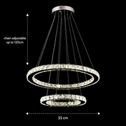Lampadario LED con telecomando e cristallo PRISM LUMINIS 58W, 2 Cerchi, Luce Fredda/Calda/Neutra, Dimmerabile, Cromo e Bianco, Altezza Regolabile Lampadari LED con Telecomando Titolo predefinito Alessandro Design