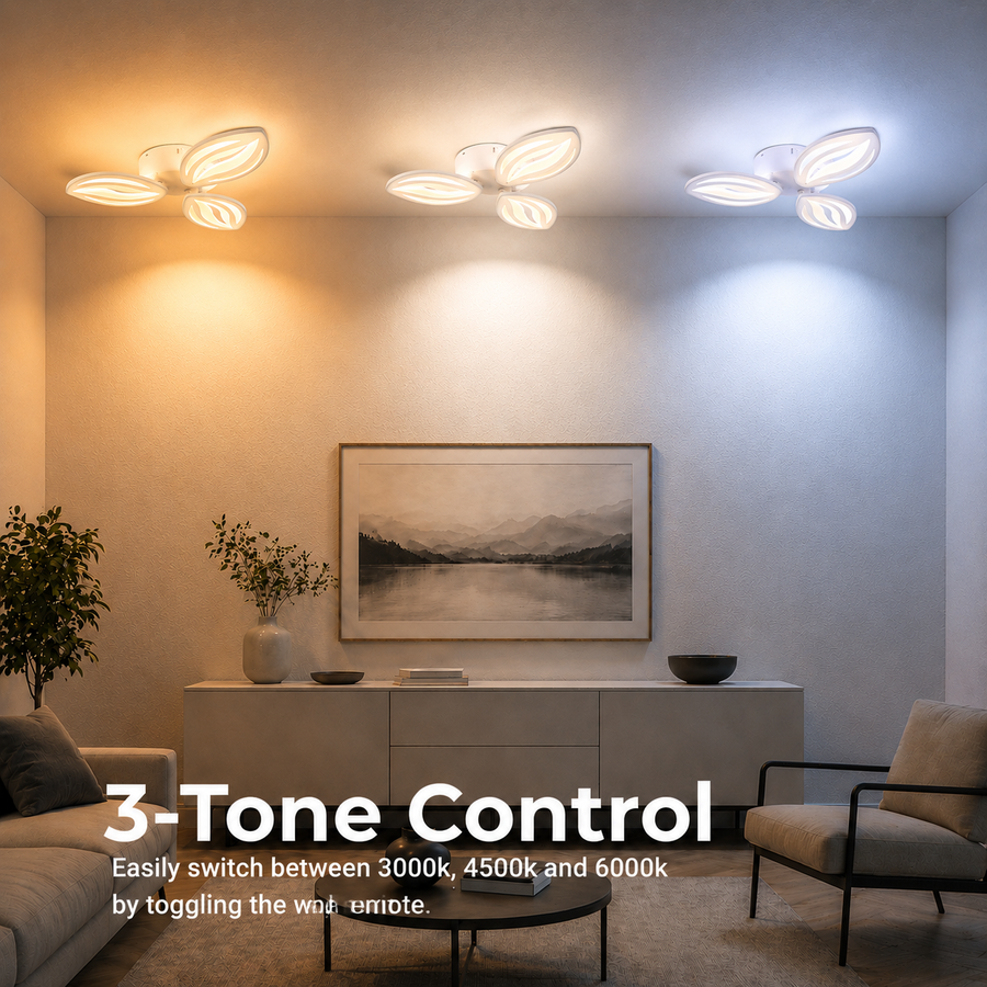 Lustra LED cu telecomanda ORCHID 40W, 3 Petale, lumina Rece/Calda/Neutra, Dimabila, Alb Lustre LED cu Telecomanda Default Title Alessandro Design