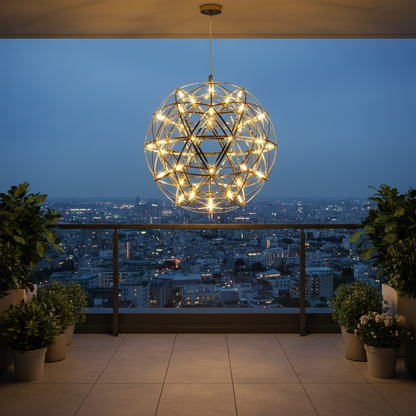 Candelabru Modern LED WELD Petito, 18W, Diametru 30cm, Inaltime Reglabila, Crom Lucios