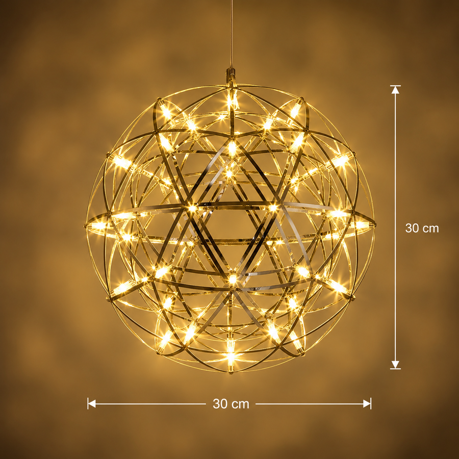 Candelabru Modern LED WELD Petito, 18W, Diametru 30cm, Inaltime Reglabila, Crom Lucios