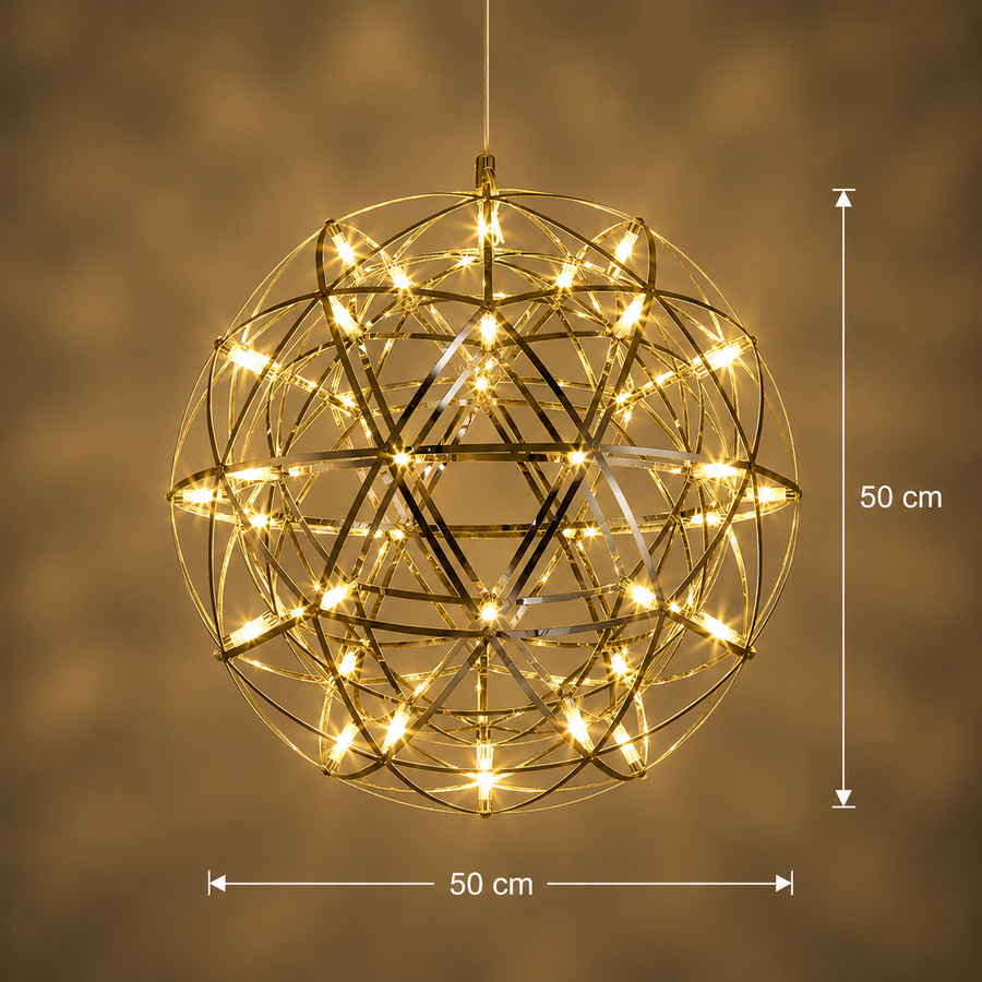 Candelabru Modern LED WELD Magno, 18W, Lumina Calda 3000K, Diametru 50cm, Inaltime Reglabila, Crom Lucios