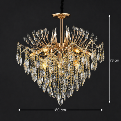 Candelabru Cristal PALERMO Regalis, 12x E14, Diametru 80cm, Auriu