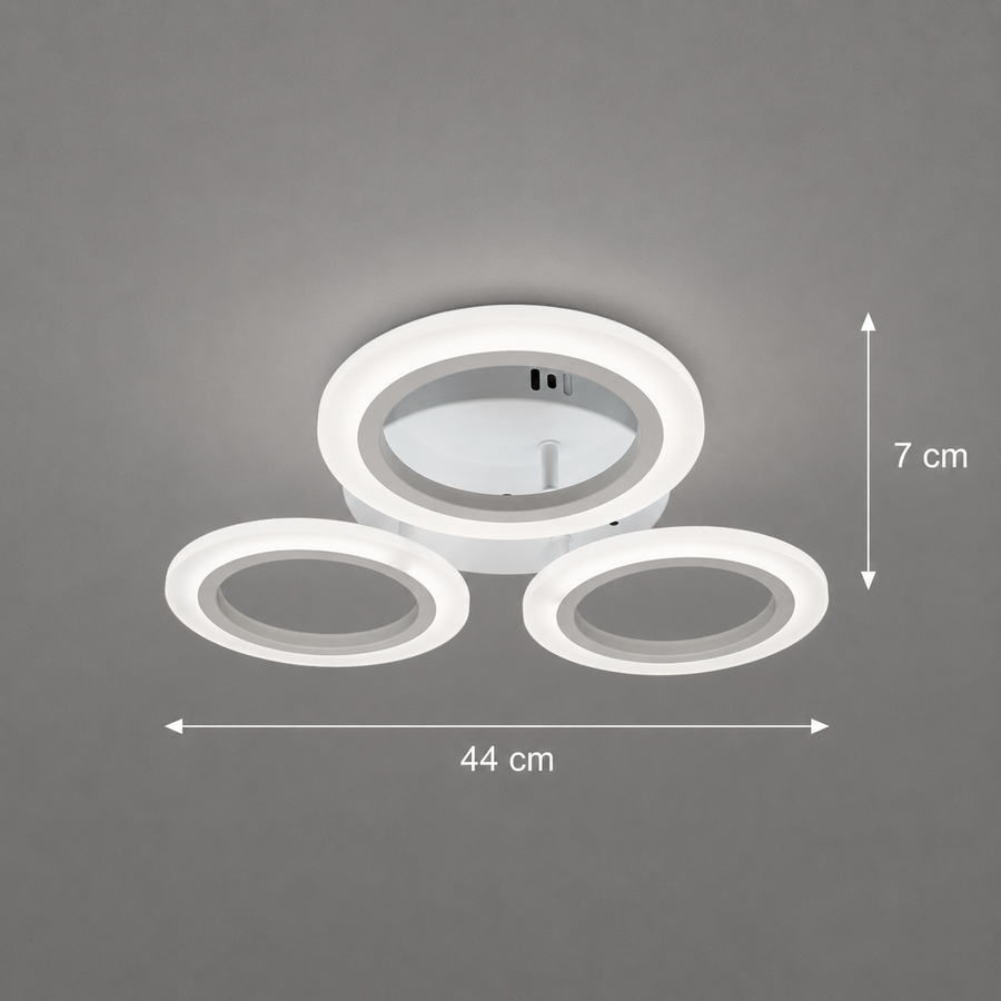 Lustra LED MARA 27W, 3 Cercuri, lumina Neutra, Alb