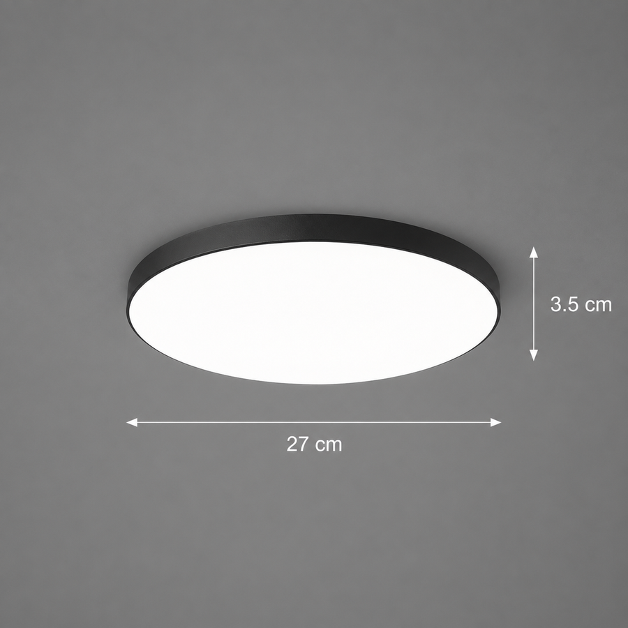 Plafoniera LED SOLIS 27cm 20W Luce Fredda, Nera