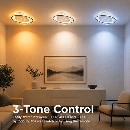 Lampadario LED con telecomando VOLTA 125W, Ovale, Luce Fredda/Calda/Neutra, Dimmerabile, Nero