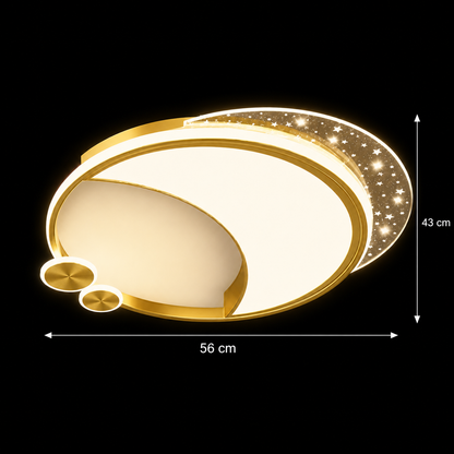 Lampadario LED Marco con telecomando, 76W, dimmerabile, oro, metallo, acrilico e vetro, 3000K/4000K/6000K