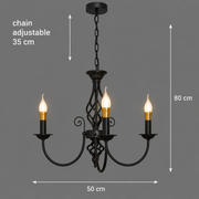 VINTAGE Lampadario a sospensione ANJOU circolare 3xE14 metallo nero