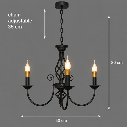 VINTAGE Lampadario a sospensione ANJOU circolare 3xE14 metallo nero
