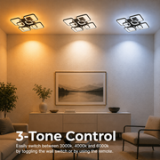 Lampadario LED con telecomando ZOE, 8 Quadrati, 138W, Luce Fredda/Calda/Neutra, Dimmerabile, Nero