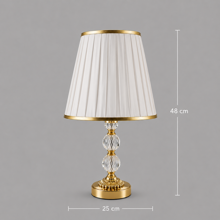 Veioza VZ213WH, 1x E27, metallo e tessuto, bianco e oro