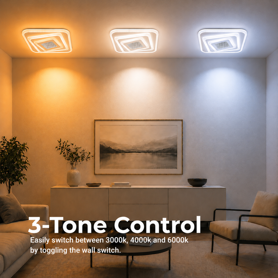 Lampadario LED NEXA 3D 46W, Quadrato, Luce Fredda/Calda/Neutra, Bianco