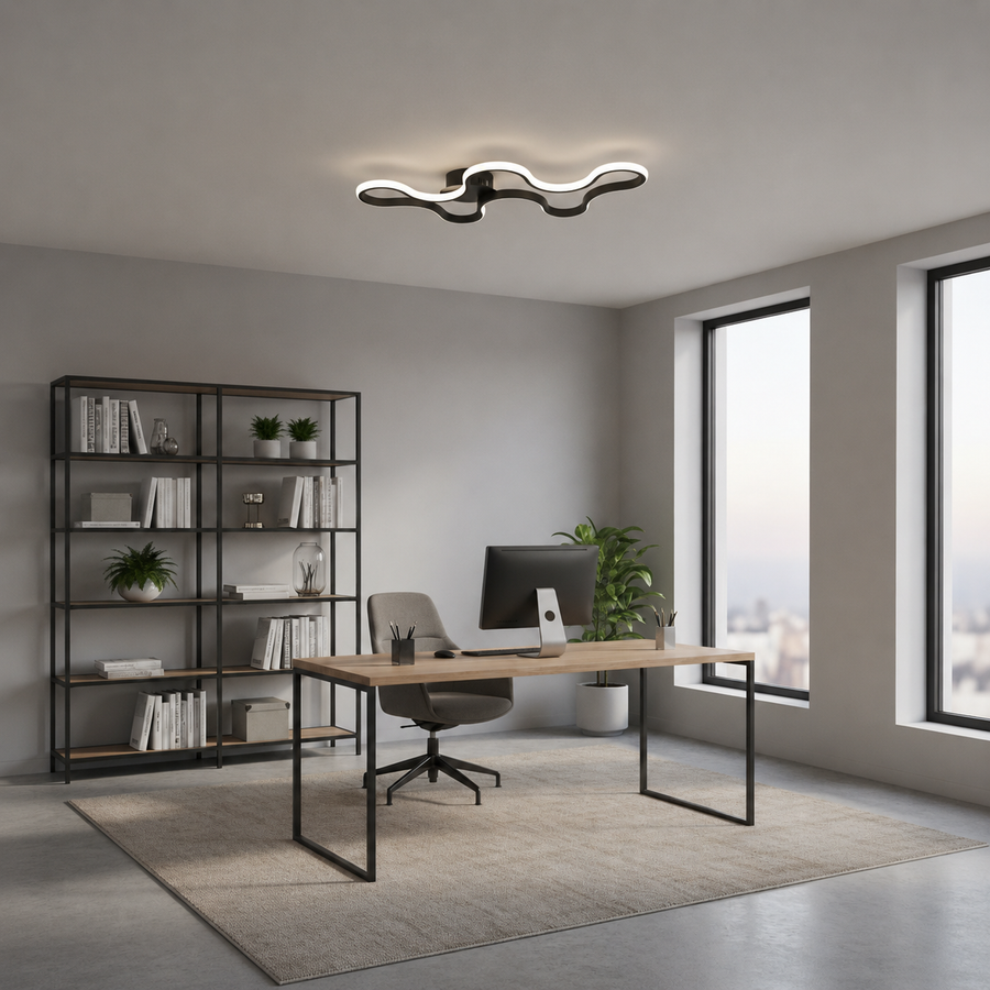 Lustra LED cu telecomanda ORMS Eleganza, 3000K/4000K/6000K, 56W, Metal și Plastic, Negru