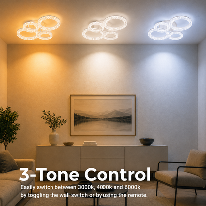 Lampadario LED con Telecomando Linnea, 74W, 3000K/4000K/6000K, Dimmerabile, Bianco, Cristalli Lampadari LED con Telecomando Titolo predefinito Alessandro Design