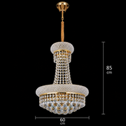 Candelabru Cristal NUVOLA Magno, 15xE14, D60 cm, Auriu, Inaltime Reglabila, Metal si Cristal