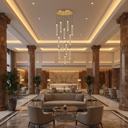 Lampadario LED a Sospensione in Cristallo, Giustiniano, Diametro 60cm, Altezza Regolabile, Oro, Metallo e Cristallo