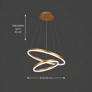 Lampadario LED a Sospensione con telecomando CHRISTINE, 41W, 2 Cerchi, Luce Fredda/Calda/Neutra, Dimmerabile, Oro Lucido, Lampadari LED con Telecomando ad Altezza Regolabile Titolo predefinito Alessandro Design