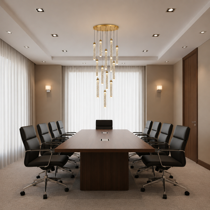 Lampadario LED a Sospensione in Cristallo, Giustiniano, Diametro 60cm, Altezza Regolabile, Oro, Metallo e Cristallo