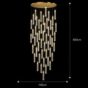 Lampadario LED a Sospensione in Cristallo, Giustiniano, Diametro 60cm, Altezza Regolabile, Oro, Metallo e Cristallo