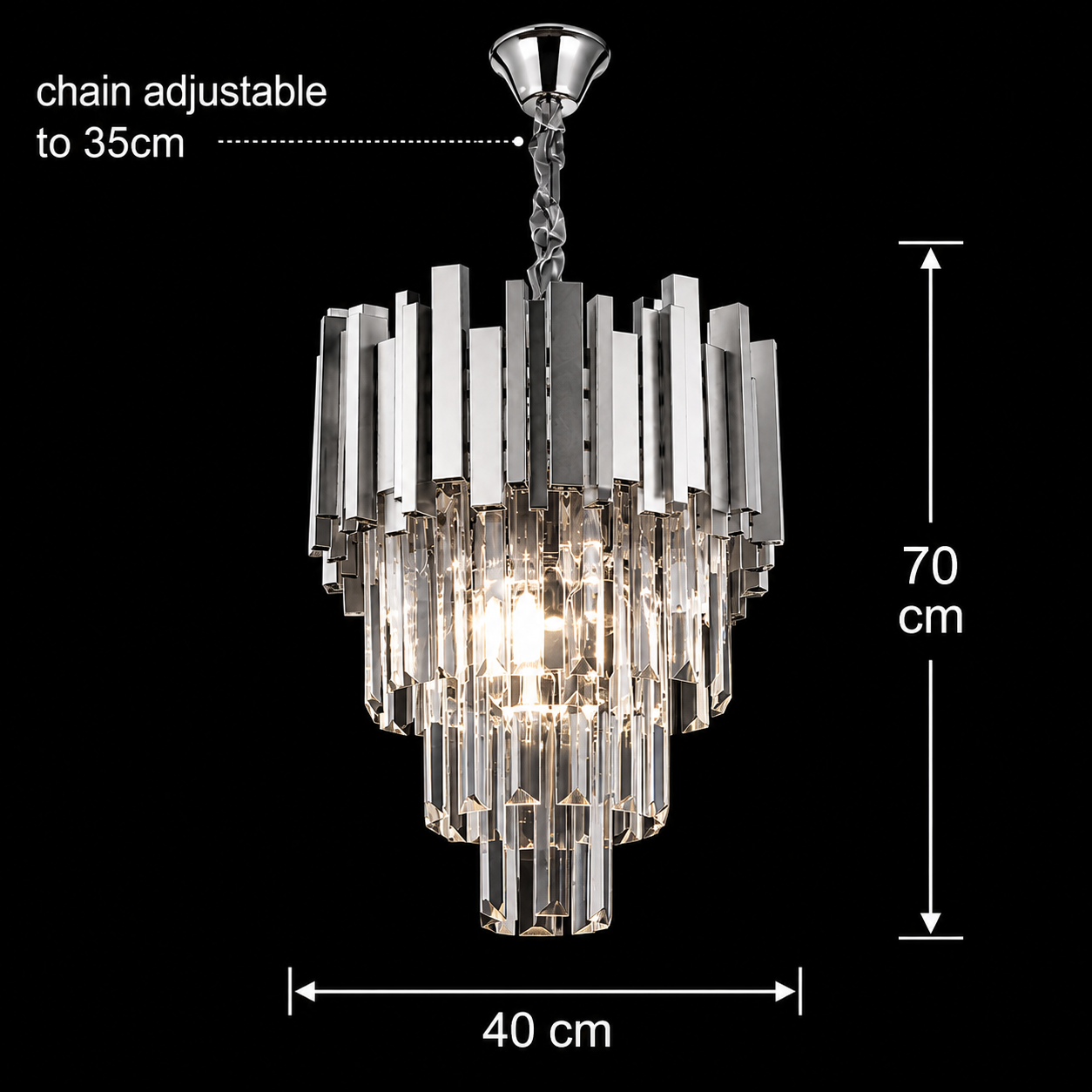 Lampadario in Cristallo BLOIS Nobile 5xE14, Diametro 40cm, Cromo, Altezza Regolabile Lampadari in Cristallo Titolo predefinito Alessandro Design