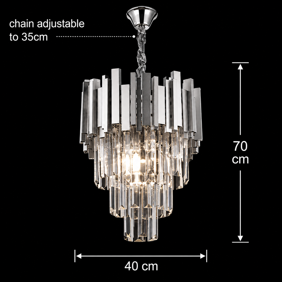 Lampadario in Cristallo BLOIS Nobile 5xE14, Diametro 40cm, Cromo, Altezza Regolabile Lampadari in Cristallo Titolo predefinito Alessandro Design