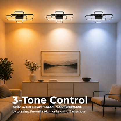 IANUSIS Lampadario LED con telecomando 95W, 3 Elementi, Luce Fredda/Calda/Neutra, Dimmerabile, Nero Lampadari LED con Telecomando Titolo predefinito Alessandro Design