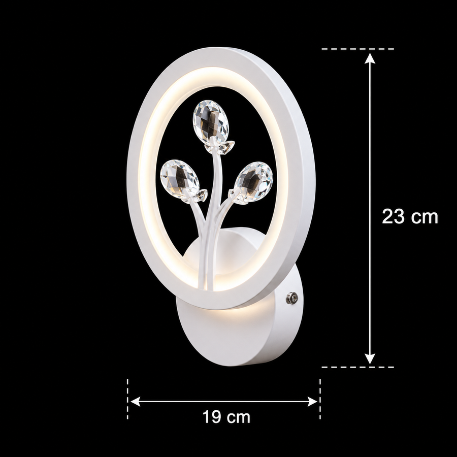 Lampada da parete a LED DAISY, 14W, Luce Fredda/Calda/Neutra, Bianco con Cristallo Lampade da parete per interni Titolo predefinito Alessandro Design