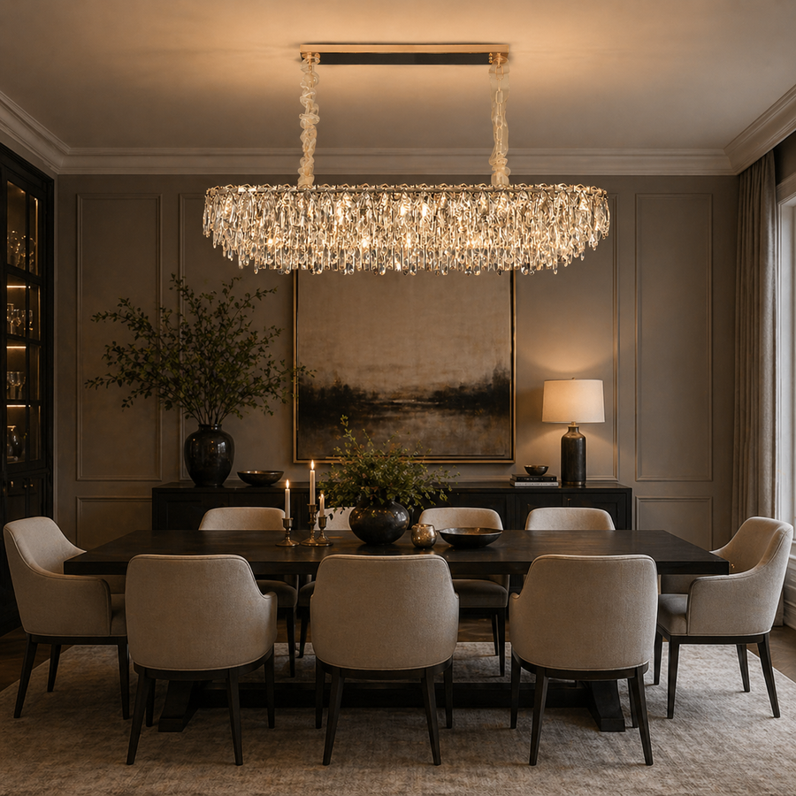 Candelabru Cristal ORION 19xE14, Auriu, Inaltime Reglabila, Metal si Cristal Candelabre Cristal Default Title Alessandro Design
