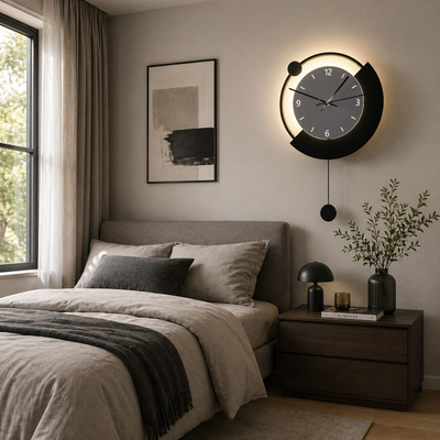 Lampada da Parete Decorativa LED Luna 83W Diametro 120CM Luce Fredda/Neutra/Calda Nera