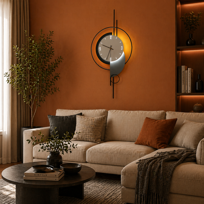Lampada da Parete Decorativa LED Luna 83W Diametro 120CM Luce Fredda/Neutra/Calda Nera