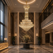 Candelabru Cristal GRAND 87xE14, D138 cm, Auriu, Inaltime Reglabila, Metal si Cristal Candelabre Cristal Default Title Alessandro Design