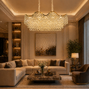 Candelabru Cristal 16xE14 VELOURA Supremo Reale, 120x35 cm, Auriu, Inaltime Reglabila, Metal si Cristal Candelabre Cristal Default Title Alessandro Design