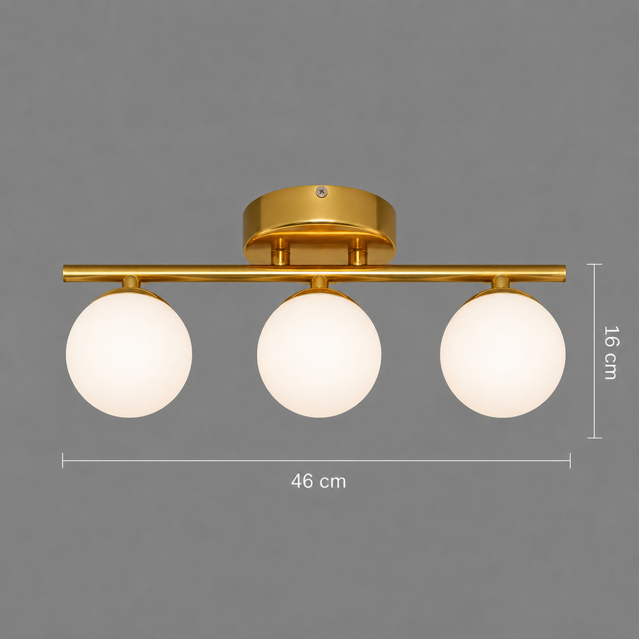 Lustra cristal ORI, 46cm, 3xG9, Globuri, Auriu