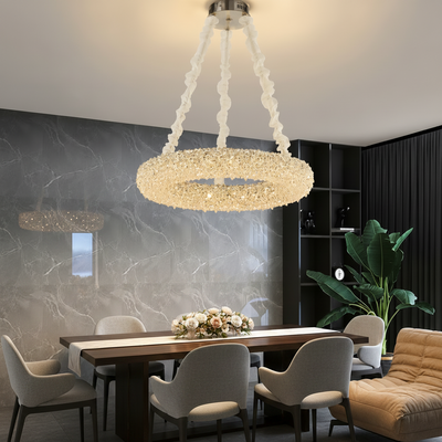 Lampadario Cristallo PRAGA Magno, 33W, Luce Calda/Fredda/Neutra, Diametro 55cm, Oro, Altezza Regolabile