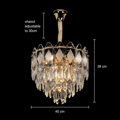 Candelabru Cristal VELVET Nobile, 6xE14, D40 cm, Auriu, Inaltime Reglabila, Metal si Cristal