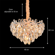 Lampadario in cristallo, Elegance 7xE27, diametro 40 cm, oro lucido, altezza regolabile, metallo e cristallo