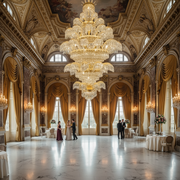 Candelabru Cristal PALACE Grande, 52 de brate, 96xG9, Diametru 150cm, Inaltime 230cm, Auriu Lucios, Inaltime Reglabila, Design Elegant Candelabre Cristal Default Title Alessandro Design