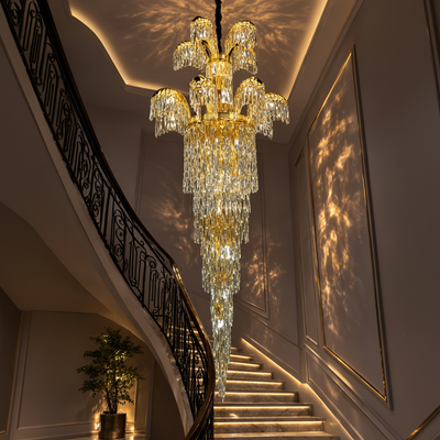 Lampadario di cristallo Regalis 11x E14, diametro 85 cm, oro lucido, altezza regolabile, metallo e cristallo