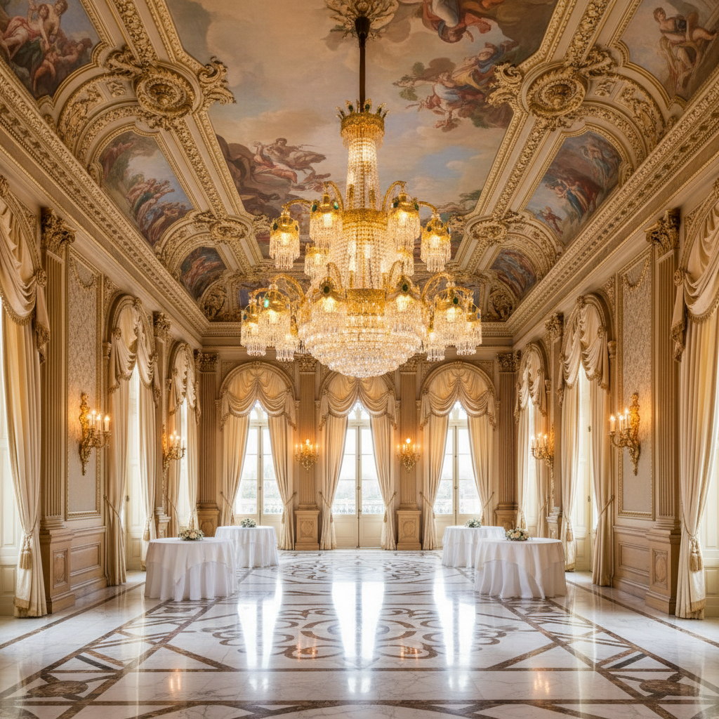 Candelabru Cristal , 31xE14, Diametru 115cm, Inaltime 130cm, Auriu Lucios, Inaltime Reglabila, Design Elegant Candelabre Cristal Default Title Alessandro Design