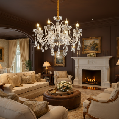 Lampadario di cristallo Regalis 11x E14, diametro 85 cm, oro lucido, altezza regolabile, metallo e cristallo