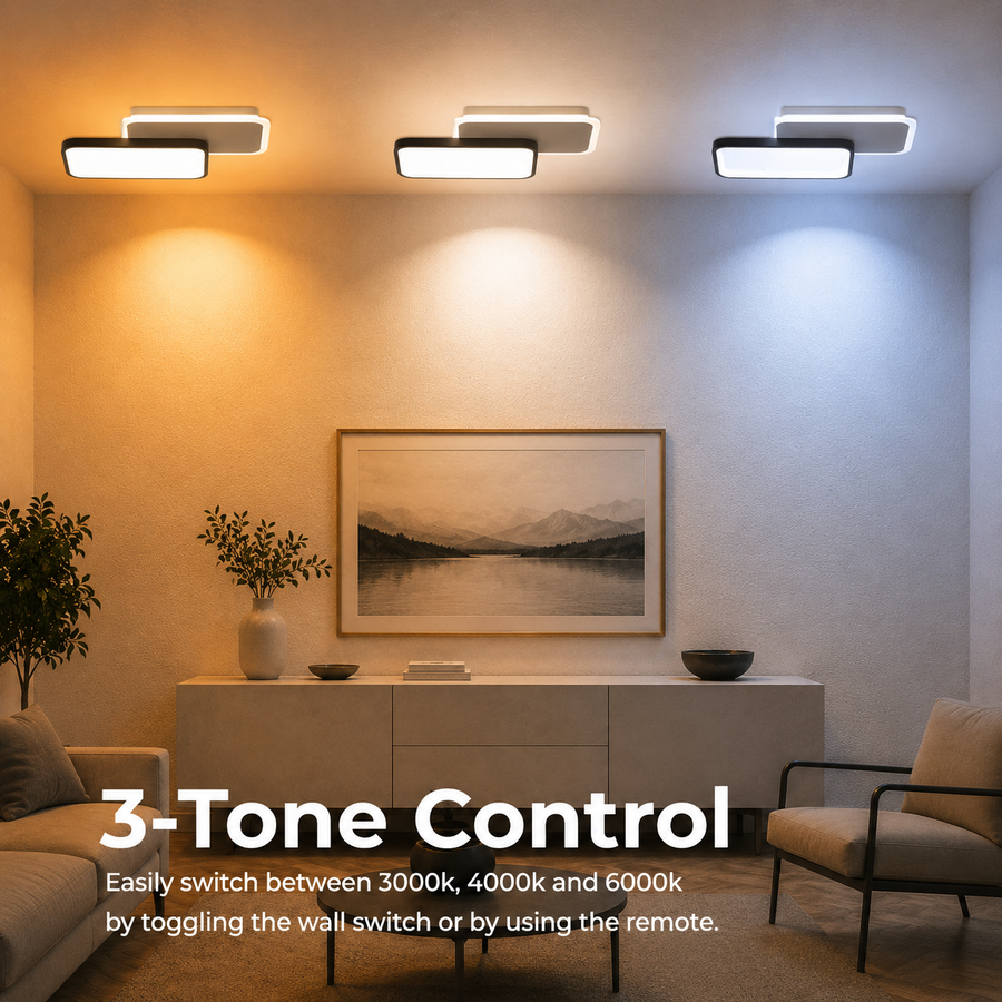 Lampadario LED con telecomando CAROLINA 31W, 2 Elementi, Luce Fredda/Calda/Neutra, Dimmerabile, Nero