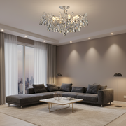 Candelabru Cristal REINA Magno, 6xE14, D60cm, Crom Lucios, Metal si Cristal