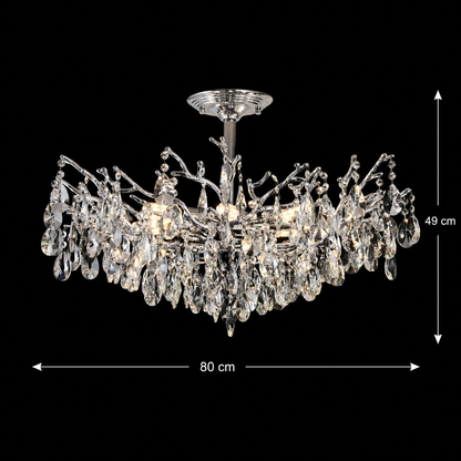 Candelabru Cristal REINA Regalis, 8xE14, D80cm, Crom Lucios, Metal si Cristal
