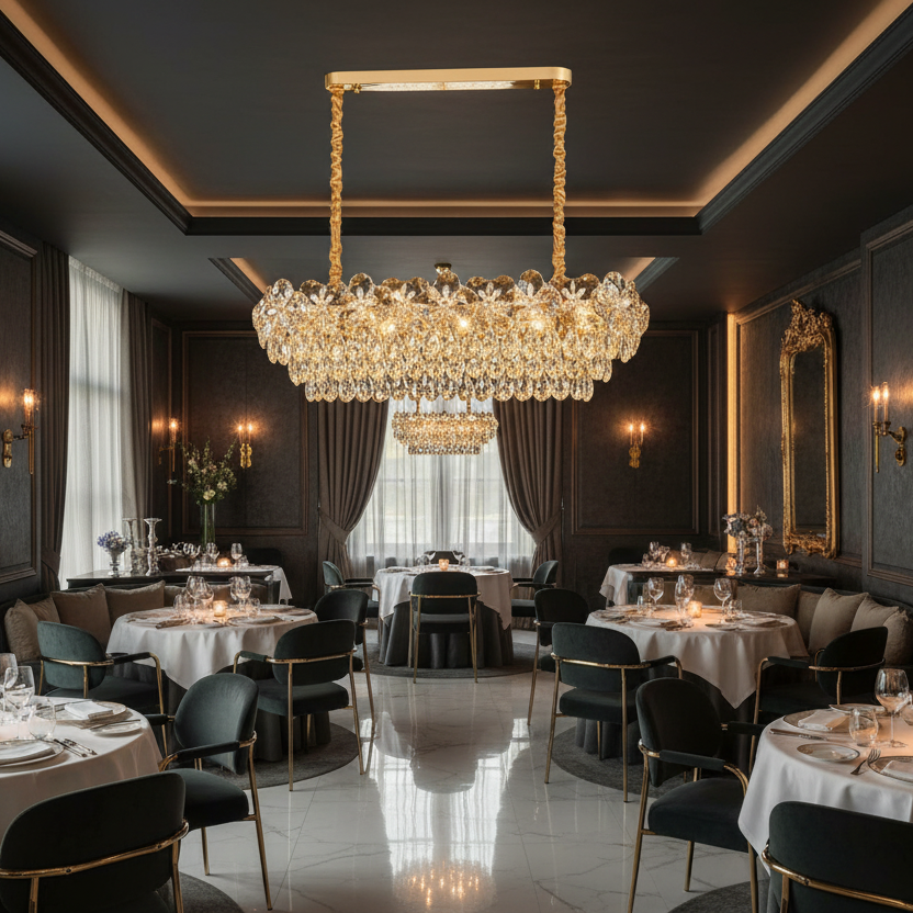 Candelabru Cristal JARDIN Supremo 12xE14, Dimensiune 100x35 cm, Inaltime 35 cm, Auriu Lucios, Inaltime Reglabila, Design Elegant Candelabre Cristal Default Title Alessandro Design