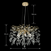 Candelabru Cristal LEAF Eleganza, Φ50cm, 6xE14, Auriu, Metal si Cristal