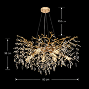 Candelabru Cristal LEAF Regalis, Φ80cm, 10xE14, Auriu, Metal si Cristal